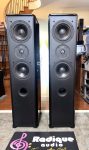 High End PSB Tower Speakers in High Gloss Black Stratus Silver
