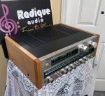 Sony STR-V5 custom cherrywood side panel detail — hand-finished Ottawa Valley cherry