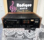 Pioneer SX-3800 stereo receiver top view inside custom cherry cabinet
