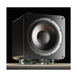 IsoAcoustics Aperta Sub subwoofer isolation stand in black for subwoofers up to 80 lbs.