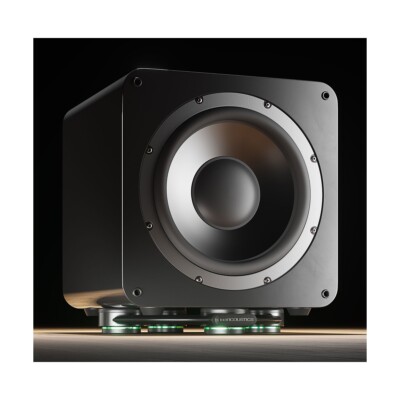 IsoAcoustics Aperta Sub subwoofer isolation stand in black for subwoofers up to 80 lbs.
