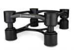 IsoAcoustics Aperta 200 speaker isolation stands in black for bookshelf and centre-channel speakers.