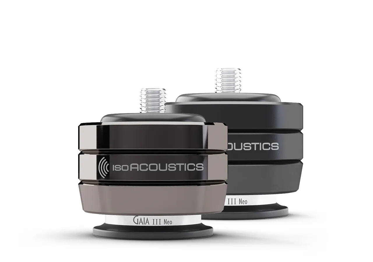 gaia-neo-3-900.webp IsoAcoustics GAIA III Neo speaker isolators for floor-standing speakers and subwoofers up to 70 lbs per set.