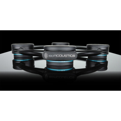 IsoAcoustics Aperta Sub XL subwoofer isolation stand in black for subwoofers up to 160 lbs.