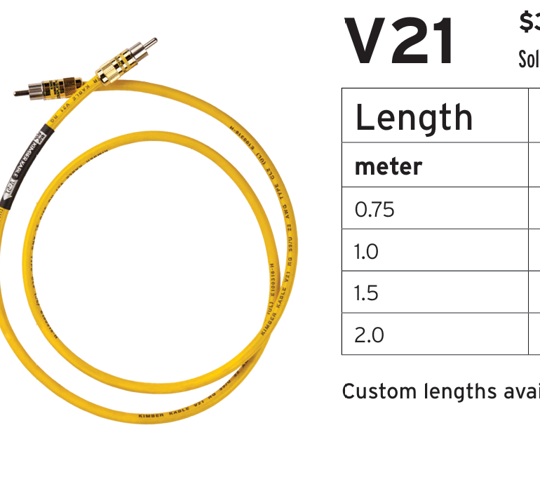 2026-07-10T18-46-13-820Z_v21-crop.png Kimber V21 digital interconnects with solid copper center conductor, foamed PE dielectric, and RCA or BNC connector options.