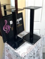 Attractive 22.5" Speaker Stands — Glass & Metal, Black - Image 5