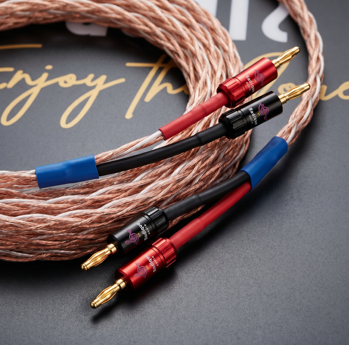 Kimber 4TC speaker cable terminated with Radique Audio banana plugs