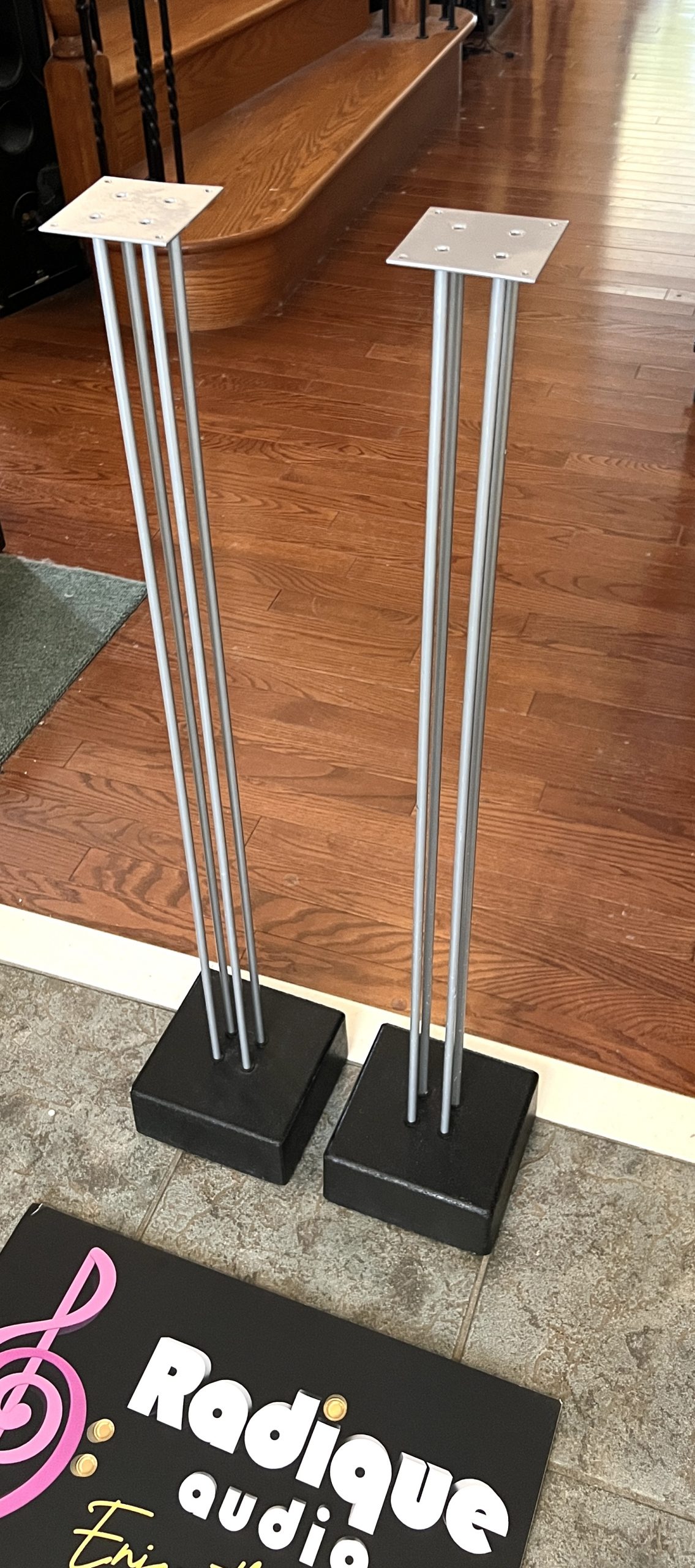 35-Metal-Speaker-Stands-with-Concrete-Bases-p3 35" Metal Speaker Stands with Concrete Bases - Image 1