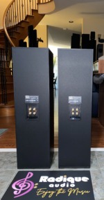 B&W DM603 floorstanding speakers, pair — rear panels with bi-wire speaker binding posts
