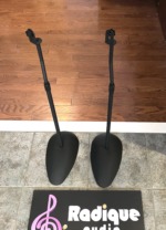 Height adjustable Black satellite stands with Oval Bases