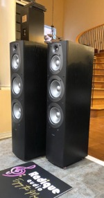 Infinity Beta 40 towers — angled view of the pair