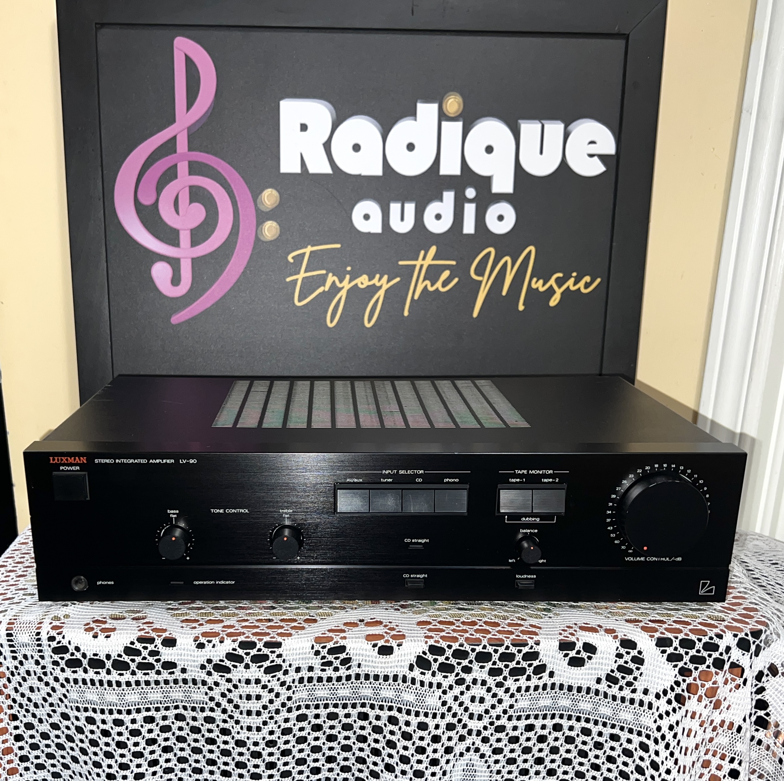 Luxman LV-90 1 Luxman LV-90 integrated amplifier — black faceplate with input selector and large volume control