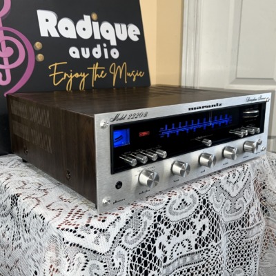 Marantz 2220B receiver angled view showing Gyro-Touch tuning and centre balance slider
