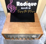 Marantz 2265B vintage stereo receiver in custom Ottawa Valley cherry cabinet — top view showing cherry wood grain