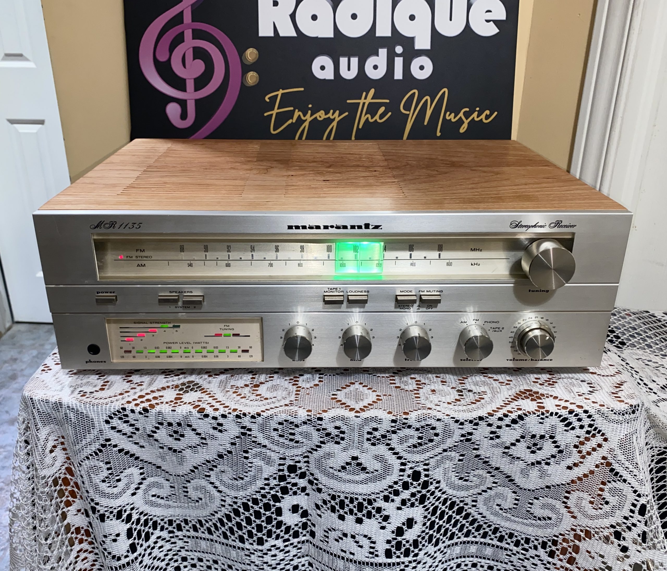 Marantz-MR-1135-1-p3-1 Marantz MR 1135 Stereo Receiver - 30 WPC w Custom Cherry Cabinet - Image 1
