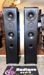 High End PSB Tower Speakers in High Gloss Black Stratus Silver