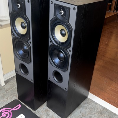 Paradigm Studio 60 v1 Reference towers, pair — angled view showing the tweeter, midrange and dual woofers