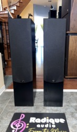 Paradigm Studio 60 v1 Reference towers, pair — front view with the black grilles fitted