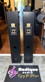 Totem Sttaf floorstanding speakers, pair — rear view showing the bass port and speaker binding posts