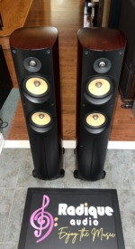 PSB Imagine T tower speakers in dark cherry real wood veneer – Radique Audio Ottawa