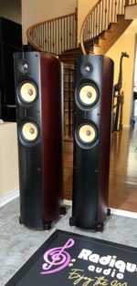 PSB Imagine T tower speakers in dark cherry real wood veneer – Radique Audio Ottawa