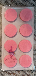 Radique Audio High Density Felt Pads in signature Magenta, a full pack of 8 self-adhesive pads
