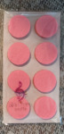 Radique Audio High Density Felt Pads in signature Magenta, a full pack of 8 self-adhesive pads