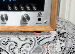 Radique Audio High Density Felt Pad in Magenta showing beneath the front corner of a Marantz 2240 receiver
