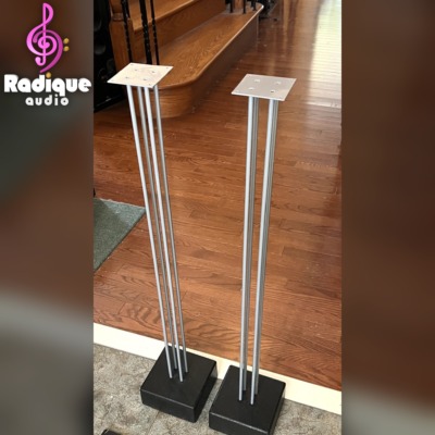 35" Metal Speaker Stands with Concrete Bases