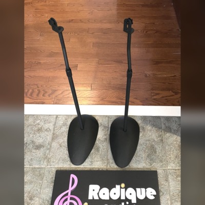 Height adjustable Black satellite stands with Oval Bases
