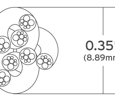 Kimber Kable 4PR cross-section drawing, 0.35 inch (8.89 mm) across