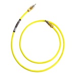 Kimber Kable DV30 digital coaxial interconnect with a yellow-green jacket, coiled, with RCA plugs