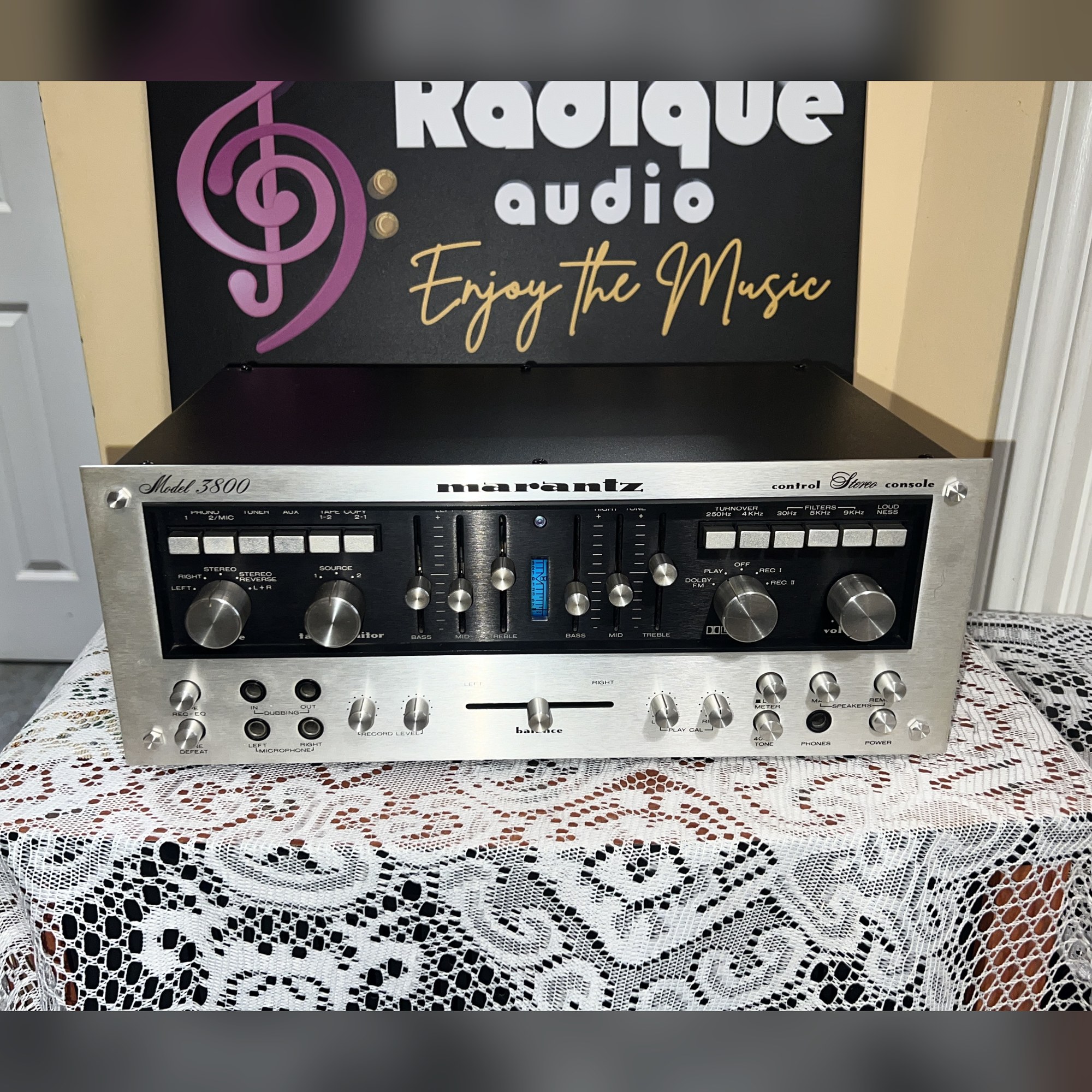 Marantz-3800-01-Thumb Marantz 3800 audiophile stereo preamplifier, made in USA — front view of the silver faceplate and full control array
