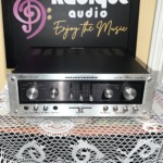 Marantz Model 1070 straight on: brushed silver faceplate with selector and volume knobs, slider tone and balance controls, mic and phones jacks