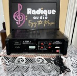 Rear panel of the Nikko Alpha 230 with RCA inputs, direct/normal switch, A and B speaker terminals, model label and power cord
