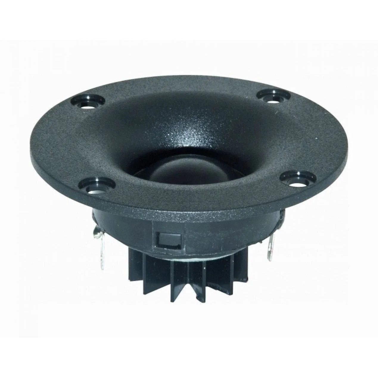 Peerless BC25SC06 04 Tweeter PSB Image Replacement 1 Peerless BC25SC06-04 1-inch textile dome tweeter, front view: black faceplate with four recessed mounting holes, replacement for PSB Image Series speakers