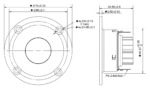 Peerless BC25SC06-04 dimension drawing: 70 mm faceplate, 60 mm hole circle, 34.5 mm overall depth