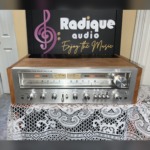 Pioneer SX-750 vintage stereo receiver, 50 WPC, in custom Ottawa Valley cherry cabinet — front view of the silver faceplate and tuning dial