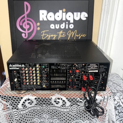 Rear panel of the Pioneer VSX-D903S showing banks of RCA audio and video jacks, S-video connections and red speaker terminals