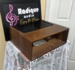 Vintage Marantz WC-22 wood cabinet seen from the front left, walnut-tone sides and top around the black perforated metal vent