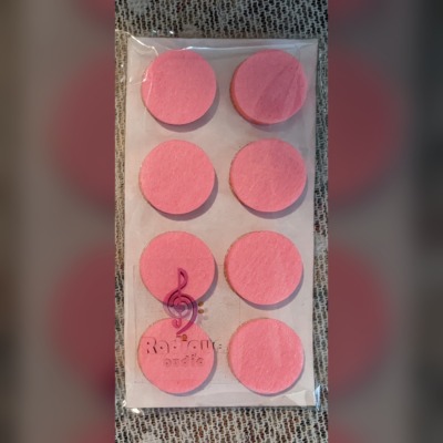 Radique Audio High Density Felt Pads in signature Magenta, a full pack of 8 self-adhesive pads